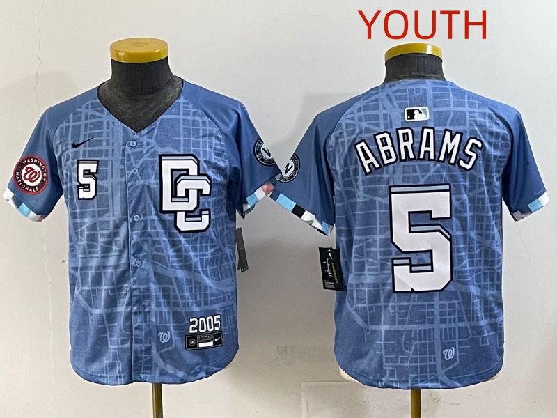 Youth 2025 Washington Nationals #5 Abrams Blue Joint Name Nike MLB Jersey style 6->youth mlb jersey->Youth Jersey